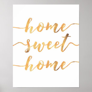 Home doce home faux gold foil poster impressão