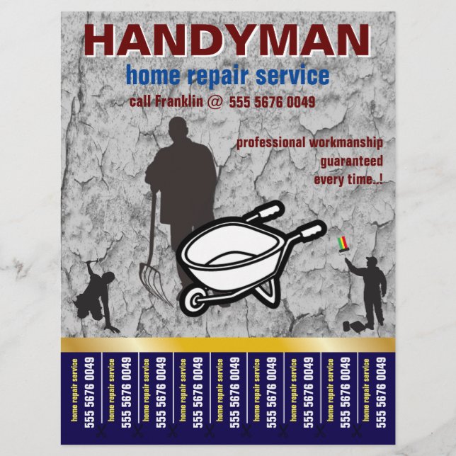 Home Repair Handman Service Small Business Flyer (Frente)