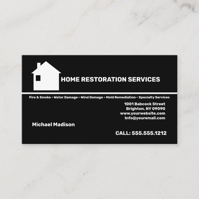 Home Restoration Services Cartão de visita (Frente)
