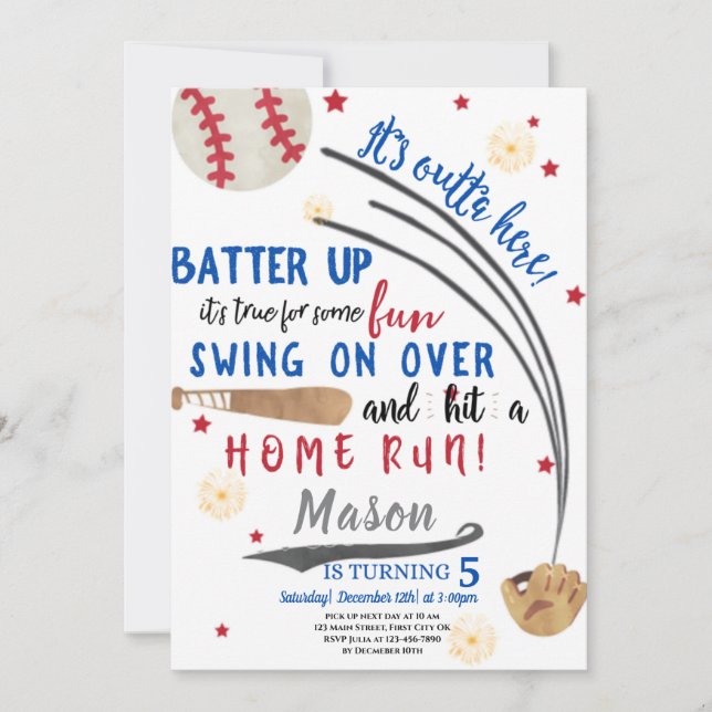 Home Run Different Birthday Invitation Card (Frente)