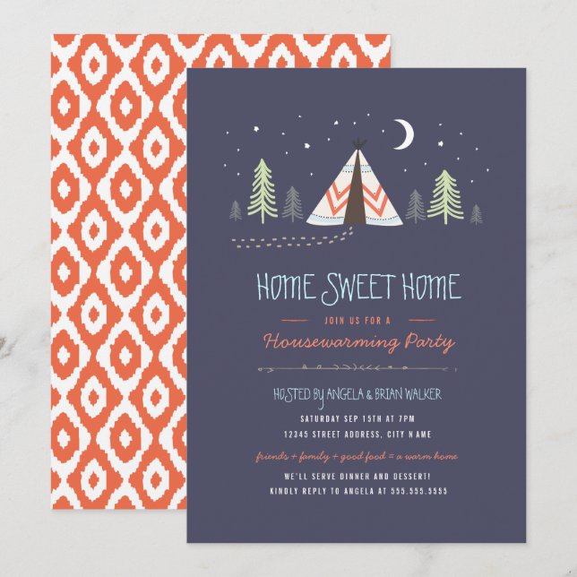 Home Sweet Tipi, Convite para o lar (Frente/Verso)