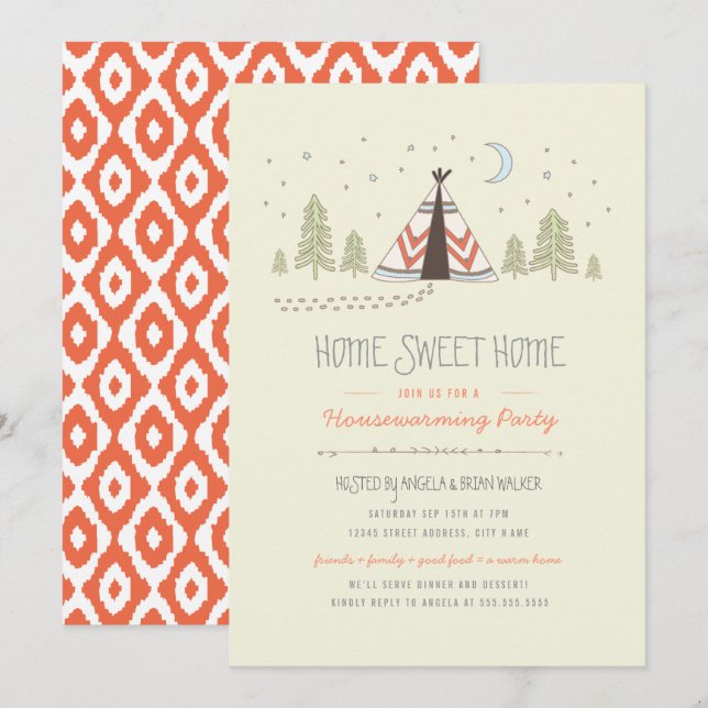 Home Sweet Tipi, Convite para o lar (Frente/Verso)