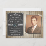 Homem Aniversário Convite Chalkboard Rustic Adulto<br><div class="desc">Europeia: Um jeito perfeito de convidar seus convidados para esta festa de aniversário especial! O homem O mito O tema da lenda.</div>