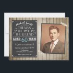 Homem Aniversário Convite Chalkboard Rustic Adulto<br><div class="desc">Europeia: Um jeito perfeito de convidar seus convidados para esta festa de aniversário especial! O homem O mito O tema da lenda.</div>