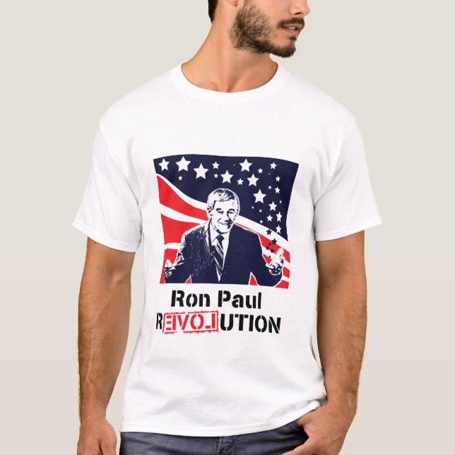 Homem branco do t-shirt da revolução de Ron Paul (Frente)