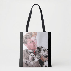Homem com o Dalmaciano Cachorro Cute Tote Bag