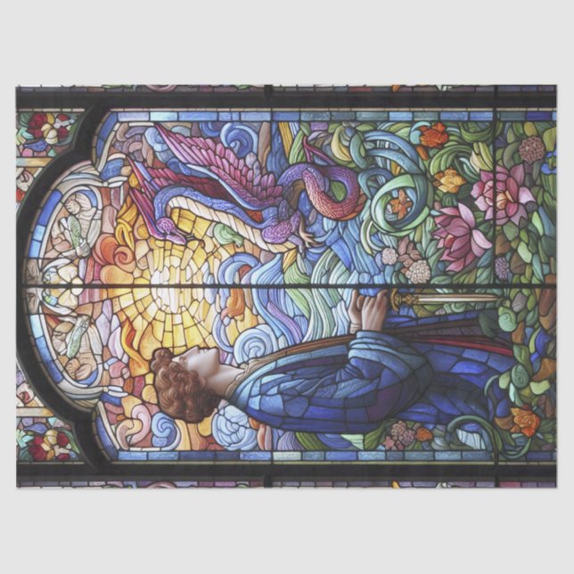 Homem com Papel Tecido Dragão (Frente )