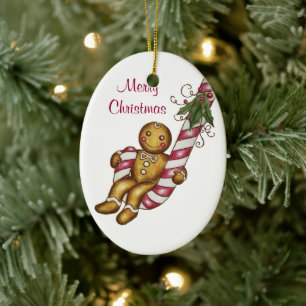 Homem de Biscoito de Natal enfeite de Cana de Açúc