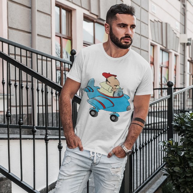Homem De Cartoon Em Avião Mens T-Shirt (Criador carregado)