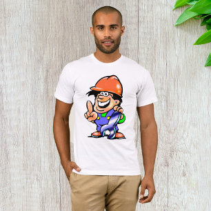 Homem De Cartoon Em Um Duro Que Mama T-Shirt