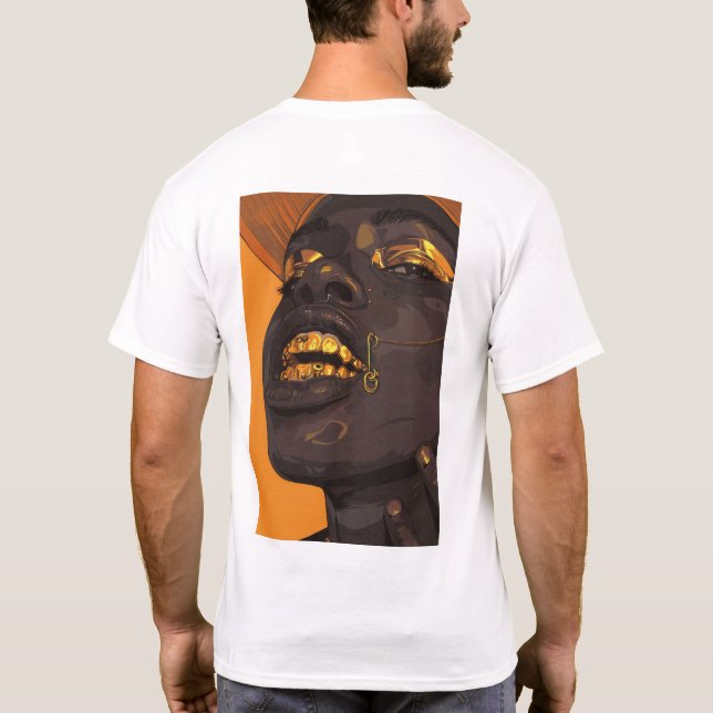Homem de Ebonia na moda com Camisa T de Decoração (Verso)
