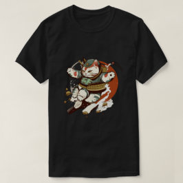 Homem de gato japonês e camiseta feminina