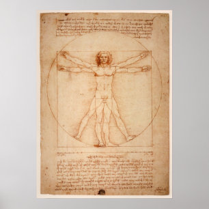 Homem de Vitruvian do poster por Leonardo da Vinci