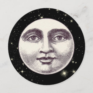 Homem do vintage no convite da lua