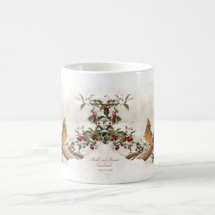 Homem e caneca cardinal fêmea