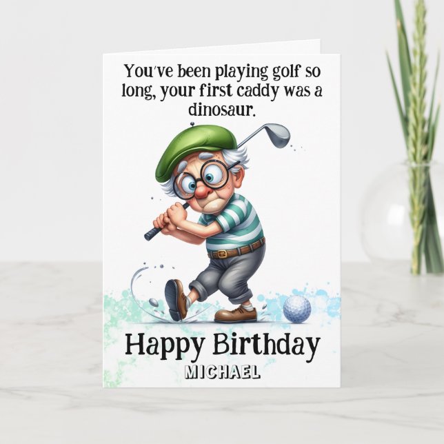 *~* Homem Engraçado Cartão de Aniversário Golfer m (Frente)