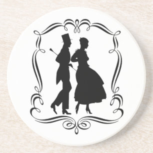 Homem-Mulher Silhouette Vintage Art Porta copos