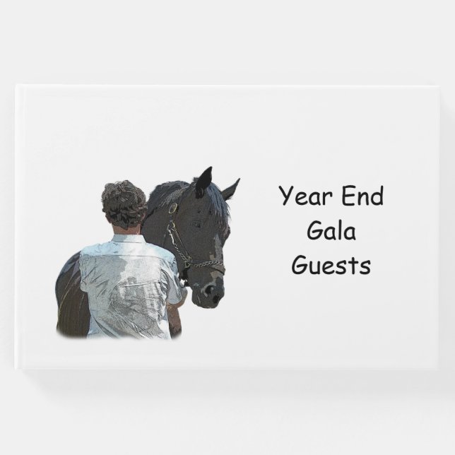 Homem Segurando Livro de Convidado Luz de Cavalo (Frente)