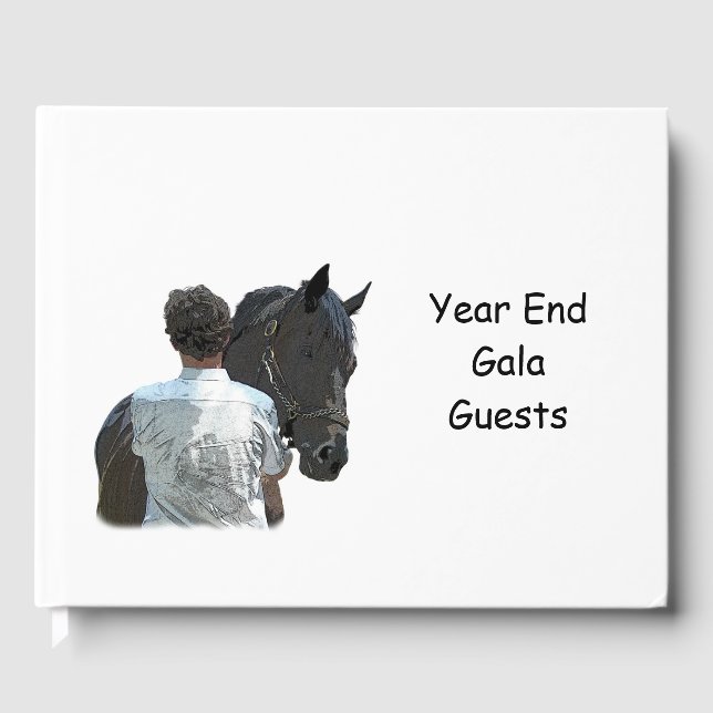 Homem Segurando Livro de Convidado Luz de Cavalo (Frente)