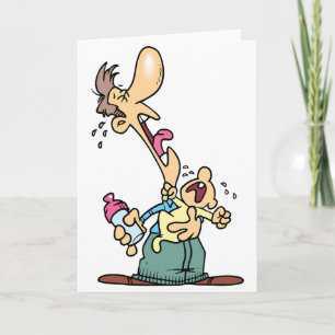 Homem Segurando Um Bebê Chorando Cartões Saudáveis