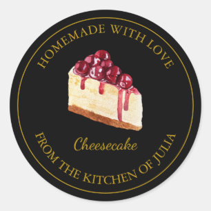 Homemada com amor Etiqueta Cheesecake   Preto