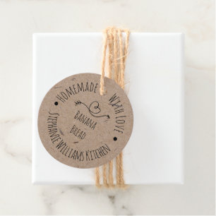 Homemade com Love Kraft Paper Etiqueta de produto