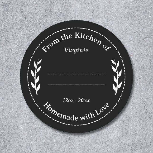 Homemade Preta com Etiqueta de Amor (Black Homemade with Love Label Sticker)