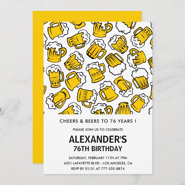 Homens 76 convites para o aniversário (Frente/Verso)