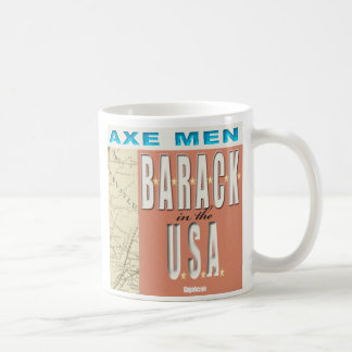 Homens B-A-R-A-C-K do machado na caneca dos EUA