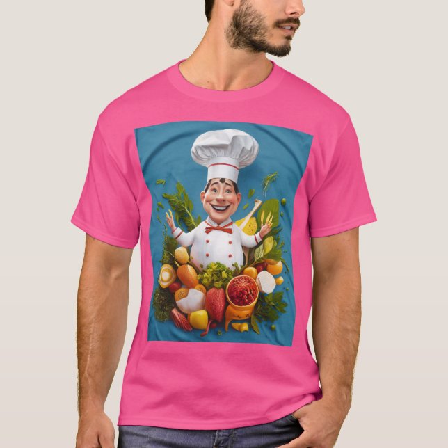 Homens Básicos Donker T-Shirt com cozinheiro feliz (Frente)