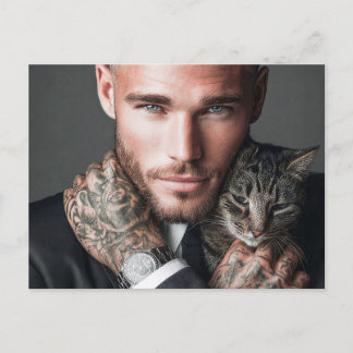 Homens Bonitos & Cartões Postais de Arte de Gatos
