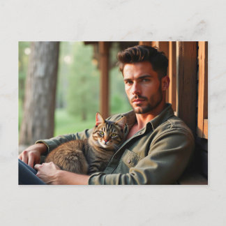 Homens Bonitos & Cartões Postais de Arte de Gatos