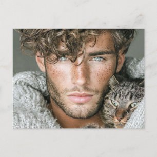 Homens Bonitos & Cartões Postais de Arte de Gatos