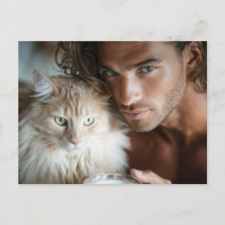 Homens Bonitos & Cartões Postais de Arte de Gatos