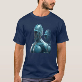 Homens de Metal em uma camiseta de manga curta azu