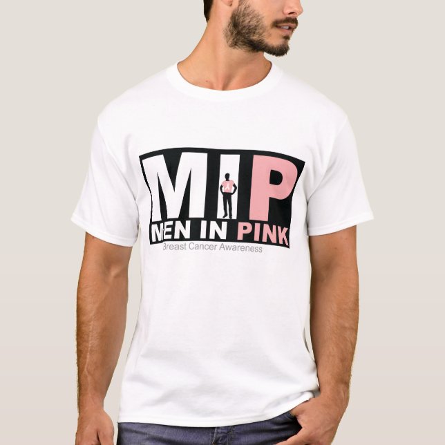 Homens no camiseta cor-de-rosa da consciência do (Frente)