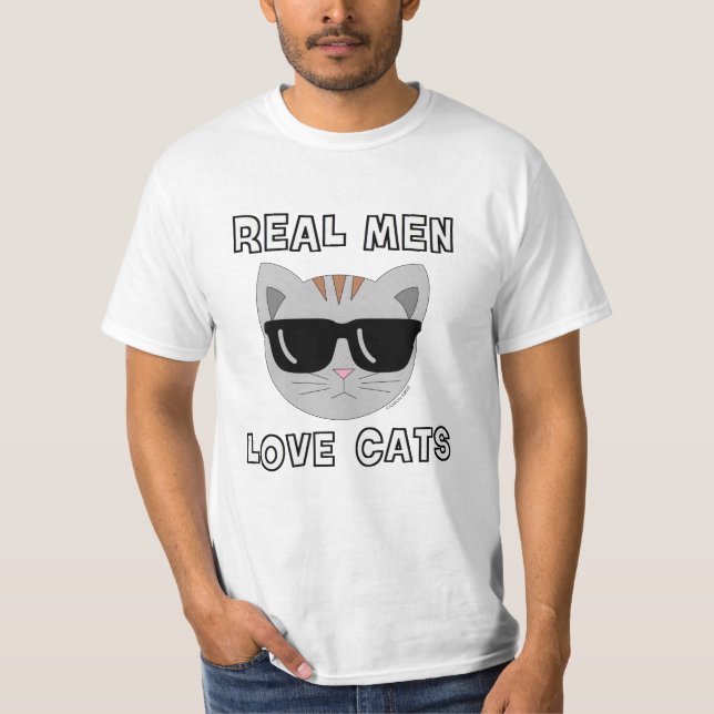 HOMENS REAIS ADORAM Caras Gatos T-Shirt (Frente)