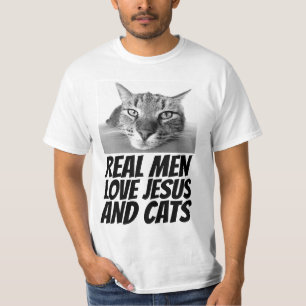 HOMENS REAIS ADORAM JESUS E GATOS CRISTÃOS CAMISAS