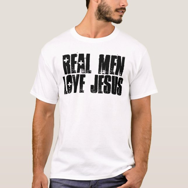 HOMENS REAIS ADORAM JESUS, t-shirts, camisas de su (Frente)