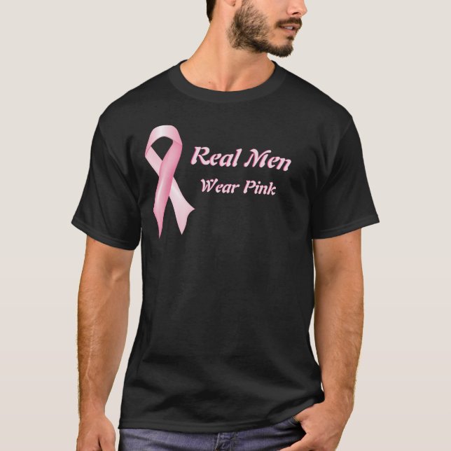 Homens Reais Vestem T-Shirt Fita de câncer de mama (Frente)
