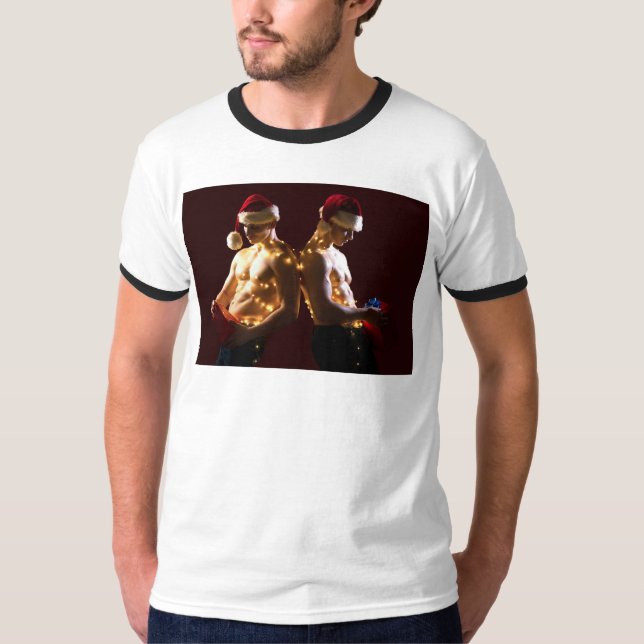Homens sem camisa do Natal artístico de SlipperyJo (Frente)