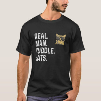 Homens Verdadeiros Engraçados Camiseta Gato Engraç