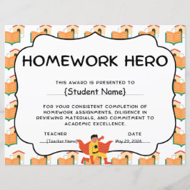 Homework Hero Student Recognition Prêmio