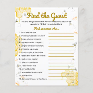 Honey Bee Chá de fraldas Encontre o Jogo Convidado