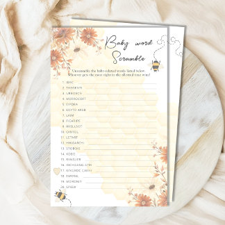 Honey Boho Wildflower Chá Baby Word Scramble