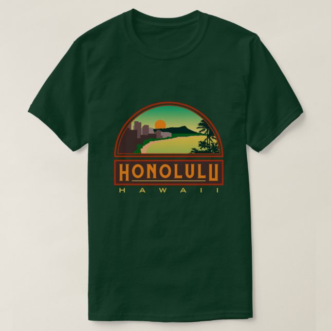 Honolulu Hawaii Green T-Shirt (Frente do Design)