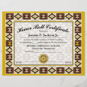 Honor Roll Certificate Kente K17 Earthtone Cores