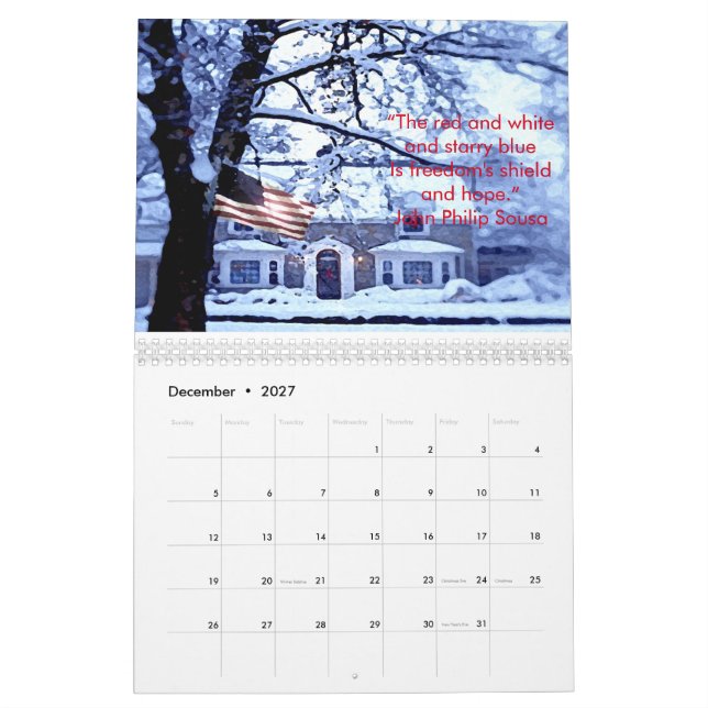 Honrando nosso calendário da bandeira americana (Dez 2027)