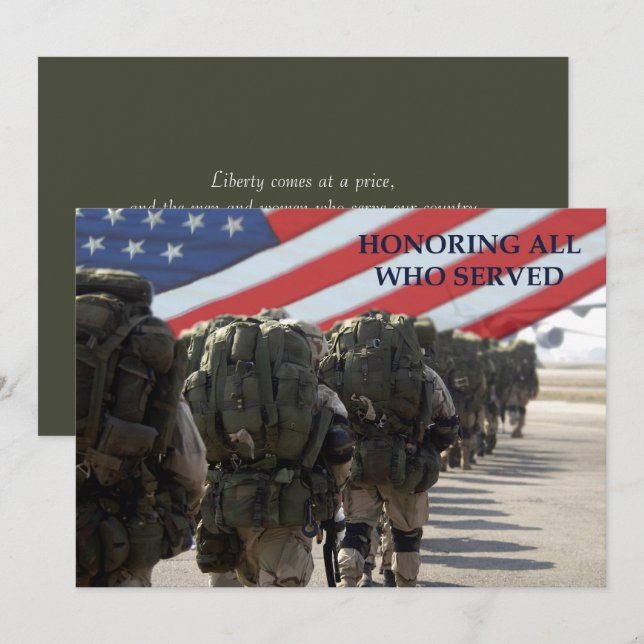 Honrando todos que serviram. Cartões Plana do Dia  (Frente/Verso)