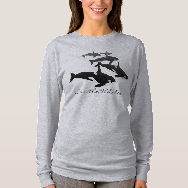 Hoodie da arte da baleia da orca da camisa do (Frente)